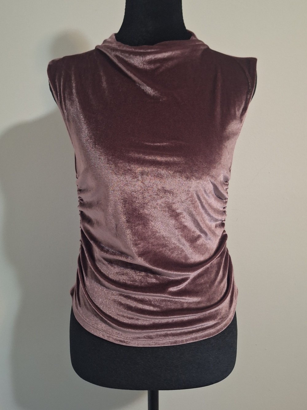a new day Mauve Purple Ruched Velvet Sleeveless Top
